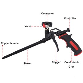 DAFEIKE Spray Foam Gun Expanding Foam Gun Updated Teflon Pro Foam Dispensing Gun Less Cleaner Insulating Foam Sealant Sprayer Pu Foam Caulking and Insulation, Black