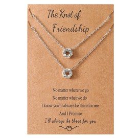 Knot Necklace for Women - Friendship Graduation Gift From Best Friend - Necklaces for 2 Girls - Christmas Birthday Present for Bestie BFF Her