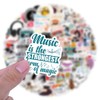 110Pcs Music Vinyl Stickers – Retro Music Notes, Instruments, and