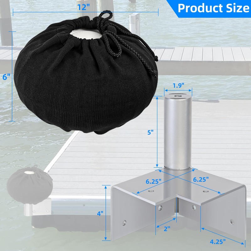 Boat Dock Bumpers Wheel with Dock Wheel Fender Covers,Corner Mount