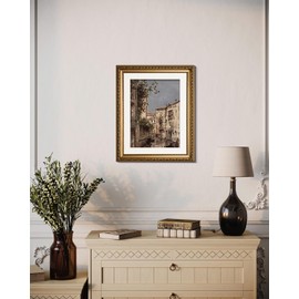 VIYYIEA Vintage Gold Framed Architecture Wall Art, Bedroom Bathroom Living Room Venice City Picture Room Decor, Canvas Prints, Antique Picture Frame Paintings Home Wall Decor, 13x16 Inch