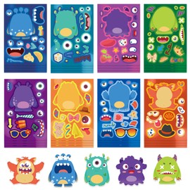 Make a Monster Face Stickers 24 PCS Monster Stickers for Kids Make Your Own Little Monster Stickers Sheets Monster Theme Crafts Party Game Cute Party Favors for Kids