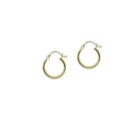 14K Gold High Polished Tiny 12mm Round Hoop Earrings