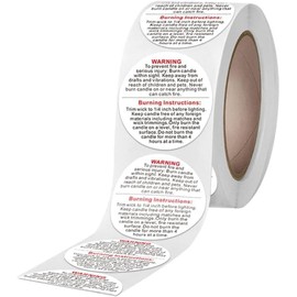 500Pcs White Candle Warning Labels Candle Jar Container Stickers Candle Safety Stickers Decal Candle Stickers for Candle Making DIY Candle Jars and Tins Crafting Arts Candle Making(1 inch)