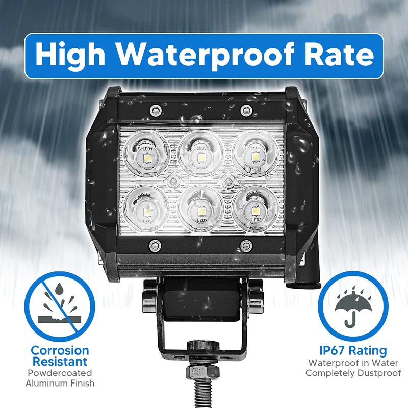 2x 3'' LED Spot Work Light & Upper Hood Ditch