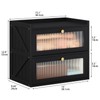 Trironsun Farmhouse Double Layer Black Bread Box with Acrylic Door