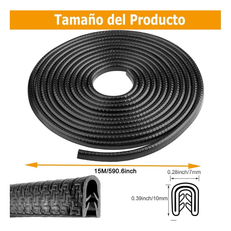 15m Cinta Protectora De Borde De Puerta Auto Sello Hule