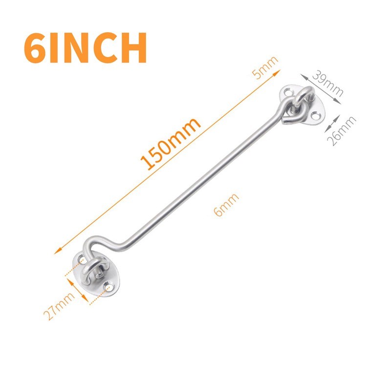 6-Inch Stainless Steel Cabin Hooks - White Gate Hook &