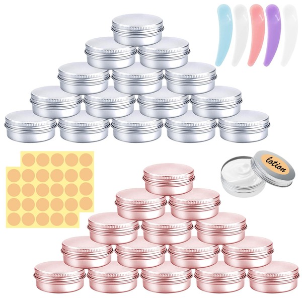 Zeuwets Pack of 30 Aluminium Empty Containers, 15 ml Round