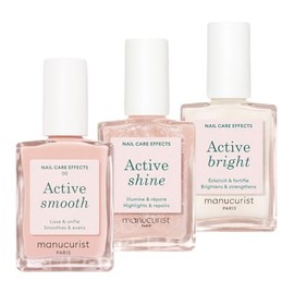 Manucurist Active Icons Trio Smooth Shine & Bright Set | Nail strengthener polish trio with Active Smooth 00, Active Shine and Active Bright. No lamp gifts for women