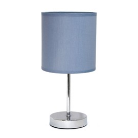 Simple Designs LT2007-PRP Chrome Mini Basic Table Lamp with Fabric Shade, Periwinkle Purple