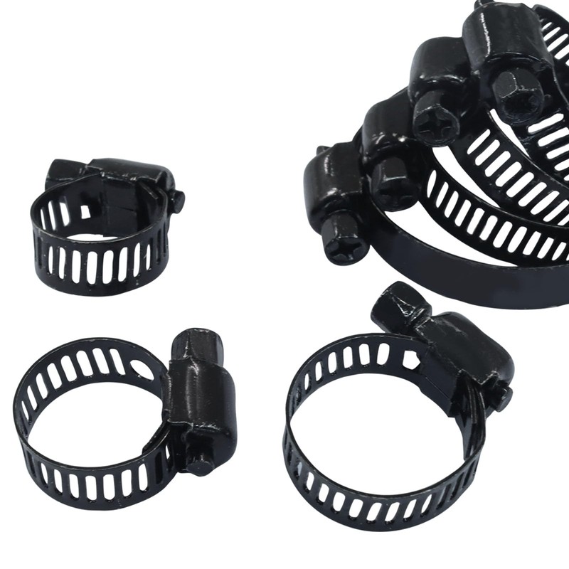 Litoexpe 60 Pack Black Hose Clamps, Stainless Steel Worm Gear