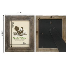 IKEREE 8.5x11 Rustic Farmhouse Distressed Picture Frame, Weathered Grey, Built-in Easel for Tabletop or Wall Mounting Display…