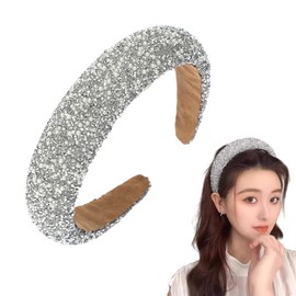 Rhinestone Hair Band, Crystal Headband, Women's Headband, Girls Thick Hair Band, Glitter Rhinestone Headband, Wide Hair Band, Hair Band, Hard Non-Slip for Women and Girls, Party Decoration (Silver)