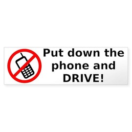 CafePress Put Down The Phone and Drive Sticker (Bumper) 10"x3" Rectangle Vinyl Bumper Sticker Car Decal