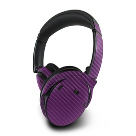 MightySkins Carbon Fiber Skin Compatible with Bose QuietComfort 45 Headphones Solid Purple | Protective, Durable Textured Carbon Fiber Finish | Easy to Apply | Made in The USA
