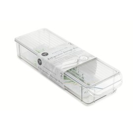 Core Kitchen Fridge Bin Refridgerator and Freezer Organizer with Removable Lid - 11.81" L x 3.54" W x 11.81" H - Clear