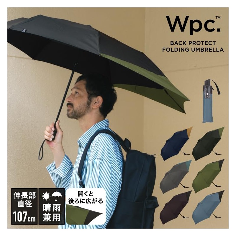 Wpc. UX004-934-002 Folding Umbrella, Back PROTECT FOLDING Brown x Black,