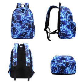 Ecohaso 15.6Inch Starry Lightning Stylish Backpack Travel Rucksack School Bags for Teenager Girls Boys Students Outdoor Hiking Camping Weekend Backpack (Blue Blue)
