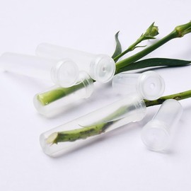 50 Pcs Clear Plastic Flower Water Tubes Individual Floral Water Tubes Picks Small Flower Stem Water Holder Plant Cutting Tubes with Caps for Flower Arrangement 4 cm