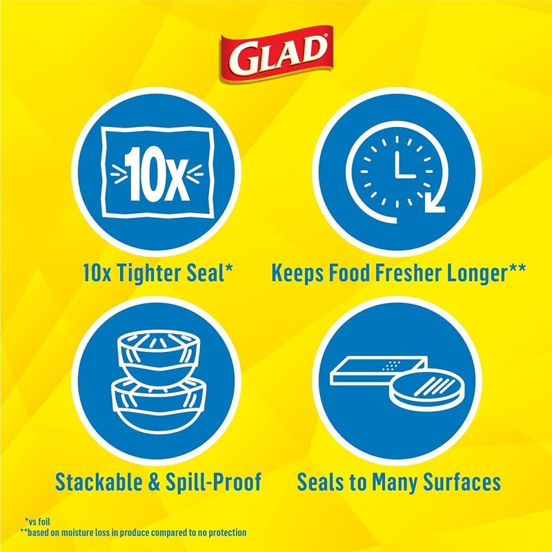 Glad Press'n Seal Food Plastic Wrap, Bulk Food Storage Wrap,