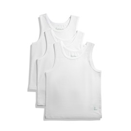 Feathers Boys White Tank 100% Cotton Super Soft Tagless Undershirts 3-Pack
