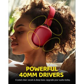 awatrue Kids Headphones Wireless, 50H Playtime, Safe Volume 85/94dBA, Foldable & Stereo Sound, Bluetooth 5.4 Over Ear Kids Bluetooth Headphones for Girls/Boys/Teens/School, Red