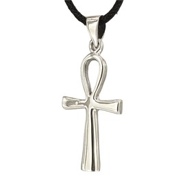 Ankh Pendant made from 925 Sterling Silver with Cotton Necklace