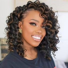 10 Inch Pre Looped Crochet Hair for Black Women Girls&Kids-8 Packs Gogo Curl/Beach Curl/Ocean/Water/Deep Wave Synthetic Hair Tangle-Free Full&Natural Look Long-Lasting for Daily Wear(P1B/30)