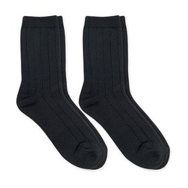 Jefferies Socks Boy's Rayon Derived From Bamboo School Uniform Ribbed Crew Socks 2 Pair Pack, Black, Small