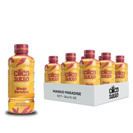 Coco Suero Electrolyte Coconut Water – 12-Pack | 100 Calories, Fat-Free, Packed with B3, B6, B12 for Energy & Hydration | No Artificial Flavors | Amino Acids | Sweetened with Dextrose | (20.2 Fl Oz, Mango Paradise)