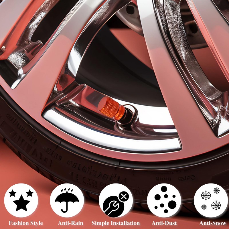 MEAJOO 4PCS Tire Valve Stem Caps, Anodized Aluminum Wheel Valve