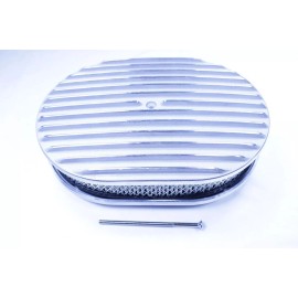 espeedpro21 12" Oval Full Finned Air Cleaner Polished Aluminum For SBC Chevy BBC Ford Mopar