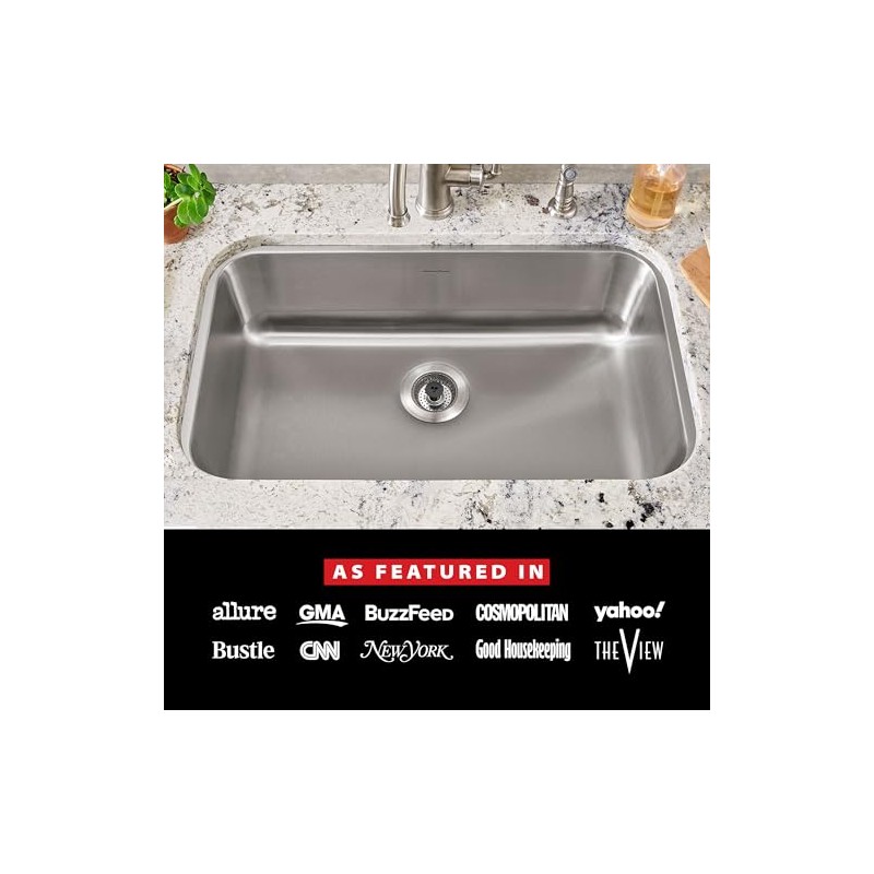 Kitchen SinkShroom Revolutionary Clog-Free Stainless Steel Sink Strainer, Black, 1-(Pack)