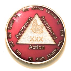 Recovery Line 30 Year Al-Anon Medallion - Al-Anon Burgundy, Red, Tri-Plate Medallion, Chip, Coin, Token