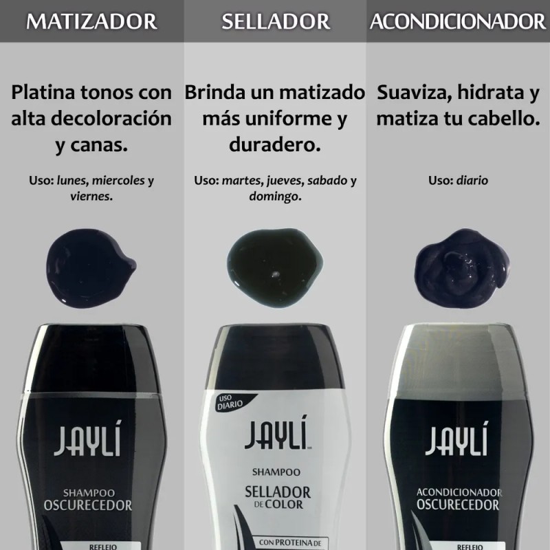Shampoo Matizador + Acond Negro (3 Pack) Sin Sulfatos /