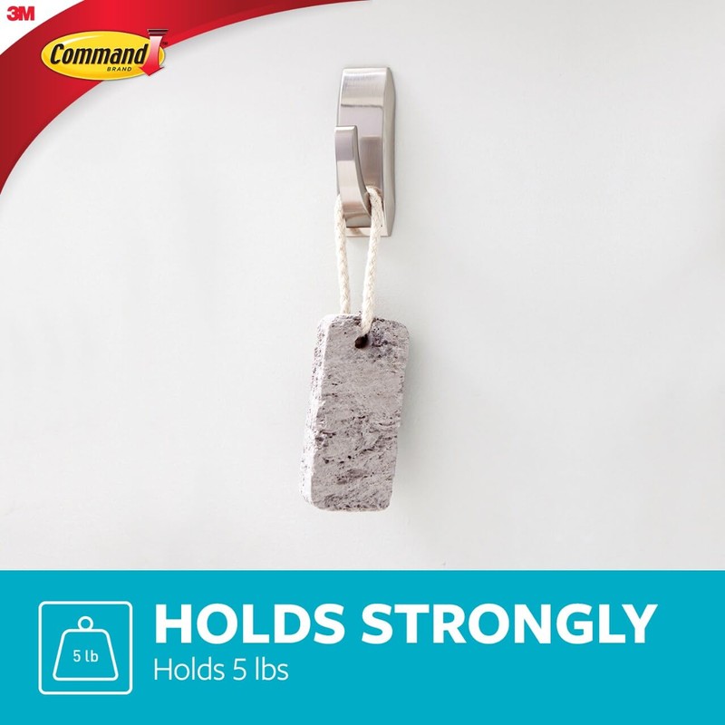 Command Modern Reflections Large Metal Bath Hook, Satin Nickel, 1-Hook
