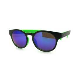 Round Keyhole Sunglasses Color Mirror Lens Spring Hinge Black Green