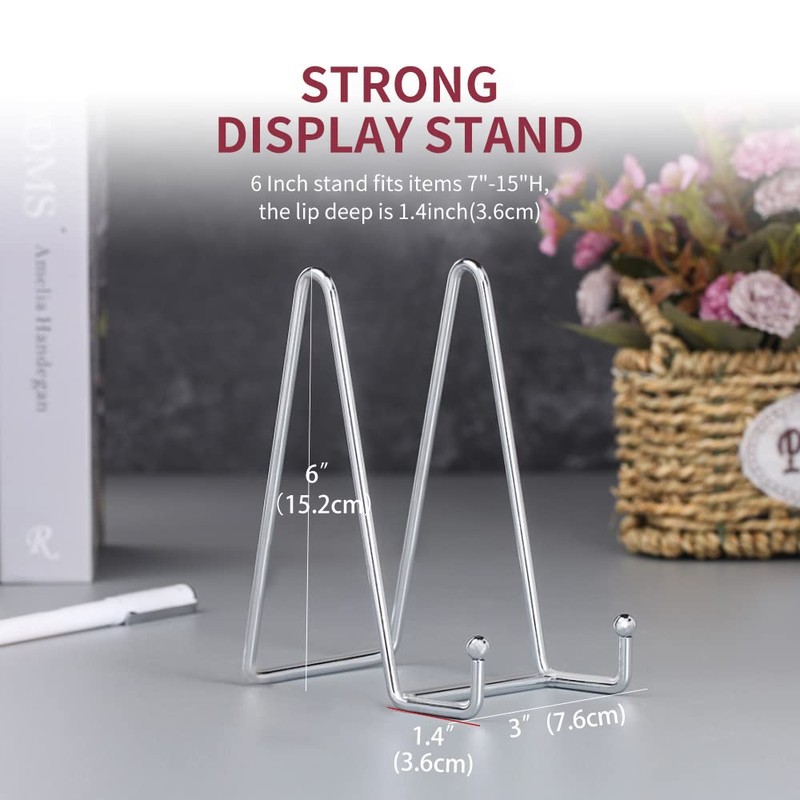 Hotoco Silver Decorative Plate Stand Holder Picture Frame Stand Easel