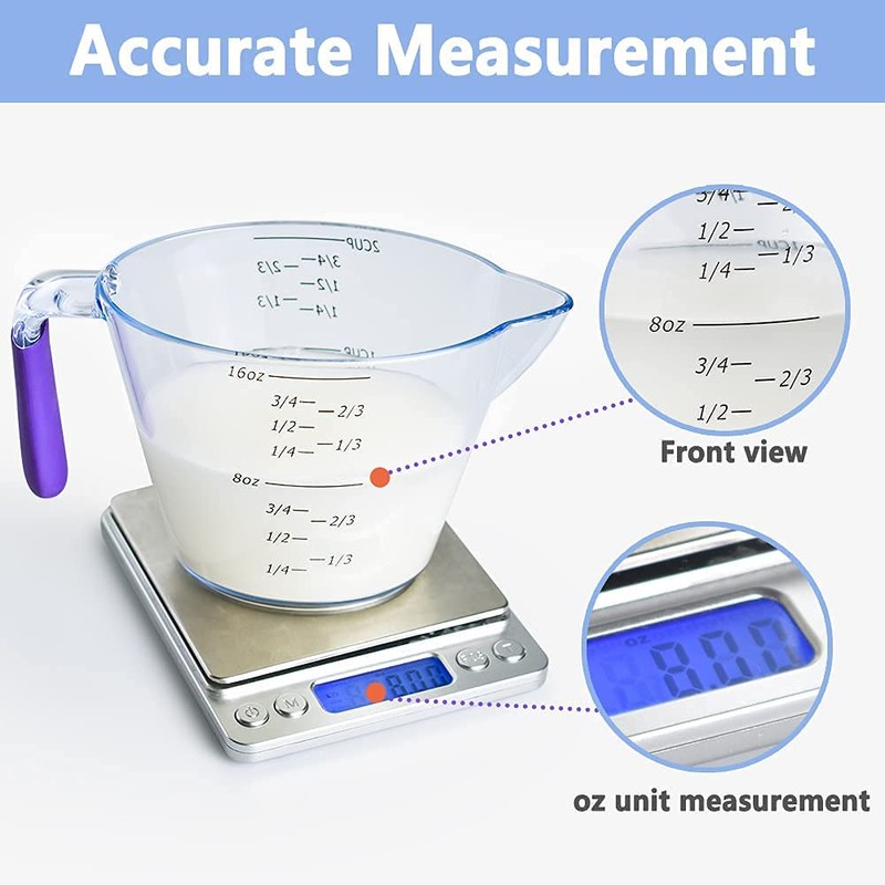 3-Piece Plastic Measuring Cups Set, 8 16 32 oz Capacity