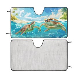 Kanuyee Retractable Windshield Sun Shade - Sea Turtle Design, Front Window Sunshade Blocker Visor, Foldable for Car & Truck