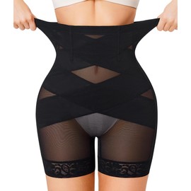 Nebility Shapewear Tummy Control Body Shaper High Waisted Butt Lifting Panties Shapewear Shorts Thigh Slimmer Black