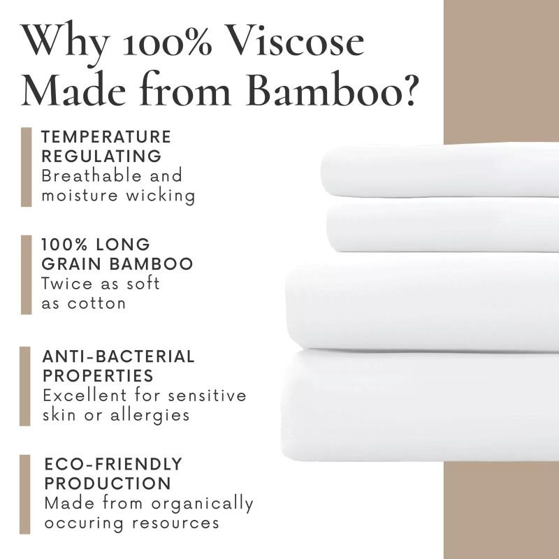 Bamboo Bay 4 Piece Queen Sheet Set - 100% Viscose