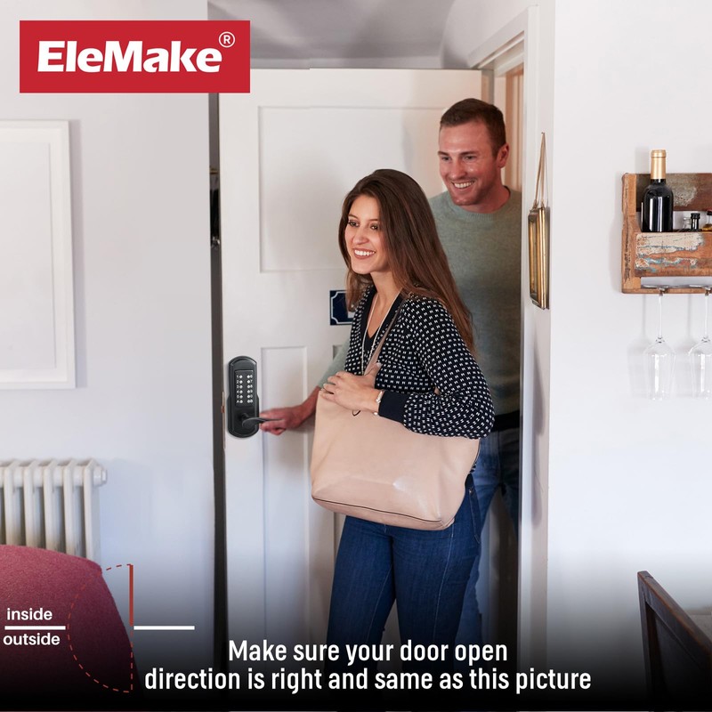 Elemake Keyless Door Lock with Keypad, Right Handed Mechanical Door