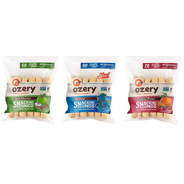 Ozery Snacking Rounds Variety Pack, Apple Cinnamon, Blueberry, Cranberry Orange, 10.6 oz. (Pack of 3)