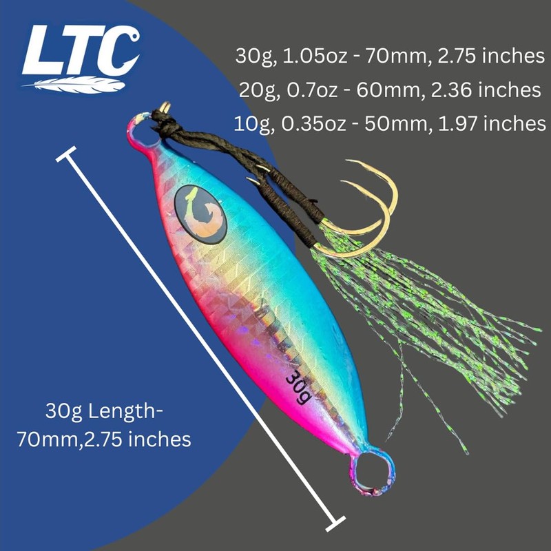 Slow Pitch Jig, Micro Size, Multicolor Teardrop Shape (Multi Color