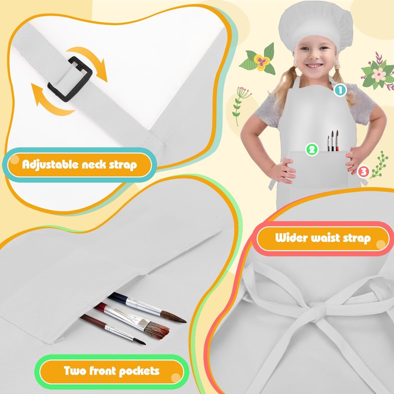 Milifox Kids Apron with Pockets 1 Pack Adjustable Children Chef