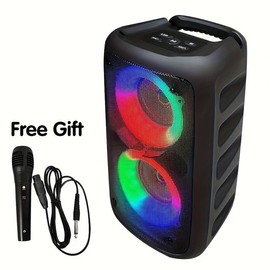 KINGLUCKY Portable Wireless Bluetooth Speaker With Microphone, Large Speaker, Stereo Speaker, Subwoofer, Outdoor Wireless Speaker, Party Disco Light, TWS, TF, AUX, MIC, The Perfect Christmas Gift party  speaker jbl  party - Style: 3317 Black 1Mic