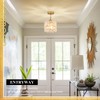 Poemoon Gold Glass Pendant Light 1-Pack Modern Flower Small Ceiling