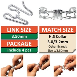 DEYACE Dog Collar Extra Links 3.0/3.2mm, Designed for Training Collars (4 Pack) Stainless Steel Smooth Surface Dog Training Collar Links